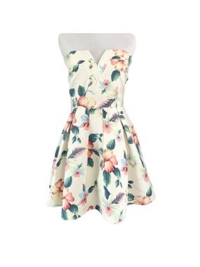 AX Paris Hibiscus Fit & Flare Tulle Strapless Mini Dress Sz 12 fits size 2-4 US